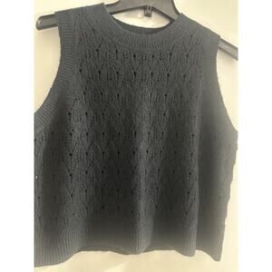 Universal Thread Navy Knit Sleeveless Sweater Vest Open Knit Pattern Size Large